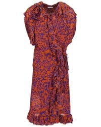 Dries Van Noten - Printed Dress With Ruffles - Lyst