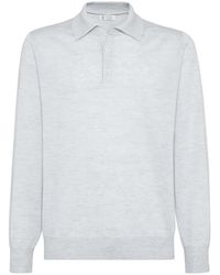 Brunello Cucinelli - Silk And Linen Knit Polo Shirt - Lyst