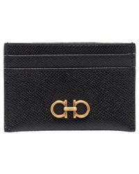 Ferragamo - Gancini Hammered Leather Card Holder - Lyst