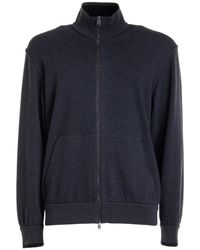 Brioni - Cotton Sweatshirt With High Collar And Zip - Lyst