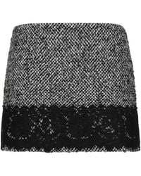 Dolce & Gabbana - Lace-Trimmed Tweed Miniskirt - Lyst