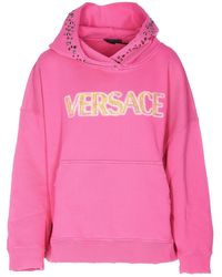 Versace - Cotton Hoodie With Studs Details - Lyst