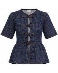Ganni - Organic Cotton Peplum Blouse - Lyst