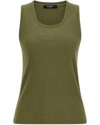 Balmain - Logo Embroidery Tank Top - Lyst