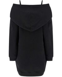 MM6 by Maison Margiela Off-shoulder Hoodie in Black | Lyst UK