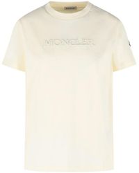 Moncler - Ivory Cotton T-Shirt - Lyst