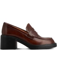 Tod's - Leather Heeled Penny Loafers - Lyst