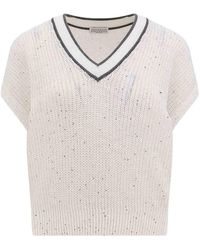 Brunello Cucinelli - Wool Blend Sweater With Sequins - Lyst