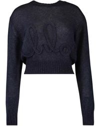 Chloé - Alpaca Wool And Silk Knit Sweater With Logo - Lyst