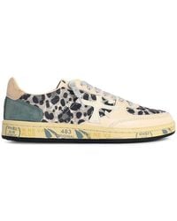 Premiata - Leopard Print Leather Blend Sneakers - Lyst