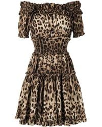 Dolce & Gabbana - Leopard Print Short Dress - Lyst