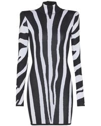 Balmain - Zebra Intarsia Short Knit Dress - Lyst