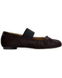 MM6 by Maison Margiela - Dark Leather Ballet Flats - Lyst