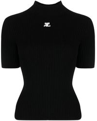 Courreges - Ac Logo Ribbed Knit Crewneck Sweater - Lyst