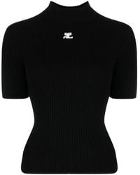 Courreges - Ac Logo Ribbed Knit Crewneck Sweater - Lyst