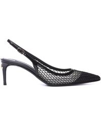 Dolce & Gabbana - Slingback Pumps With Net And Logo On Heel - Lyst