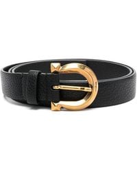 Ferragamo - Hammered Leather Belt With Gold-tone Buckle - Lyst