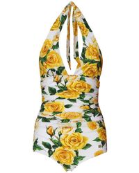 Dolce & Gabbana - One-piece Swimsuits With Flower Print - Lyst