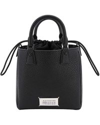 Maison Margiela - Leather Handbag With Frontal Logo Patch - Lyst