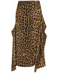 Alberta Ferretti - Long Silk Skirt With Leopard Print - Lyst