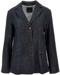 Max Mara - Cotton Denim Single-Breasted Straight Blazer - Lyst