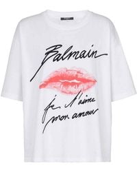 Balmain - Ss Kiss Print T-Shirt - Lyst