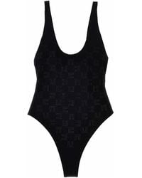 Elisabetta Franchi - Rhinestone Logo One-piece Swimsuit - Lyst
