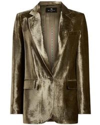 Etro - Velvet Single-Breasted Blazer Jacket - Lyst