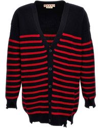 Marni - Destroyed Effect Striped Cardigan - Lyst