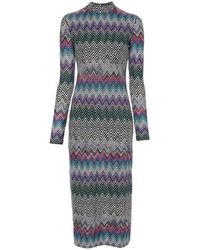 Missoni - Zig Zag Motif Wool Midi Dress - Lyst