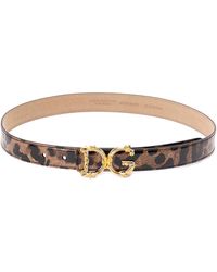 Dolce & Gabbana - Polished Leather Belt With Dg Logo Buckle - Lyst