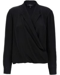 Theory - Pk Label Wrap Blouse - Lyst