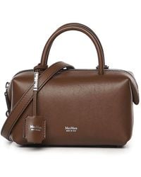 Max Mara - Leather Satchel Bag With Logo - Lyst