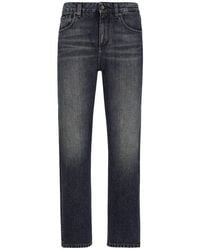 Dolce & Gabbana - Mid-Rise Logo Patch Denim Pants - Lyst