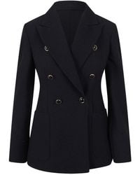 Max Mara - Double-Breasted Wool-Blend Seersucker Blazer - Lyst