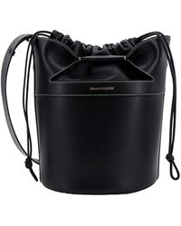 Alexander McQueen - Leather Bucket Bag With Logo Print - Lyst