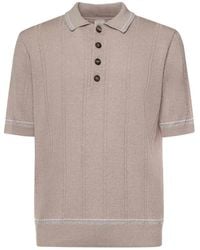 Eleventy - Linen And Cotton Polo Shirt - Lyst