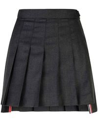 Thom Browne - 120S Dark Wool Miniskirt - Lyst