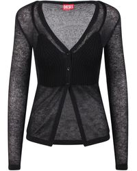 DIESEL - Semi-Transparent Cardigan With Bralette - Lyst