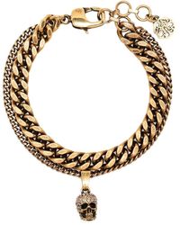 Alexander McQueen - -tone Skull Double Chain Bracelet - Lyst