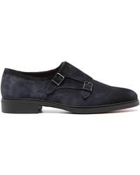 Santoni - Suede Loafers With Buckles - Lyst
