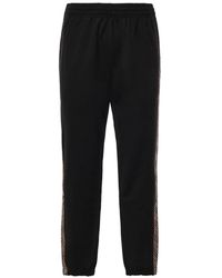 Burberry - Cotton Jogging Pants With Check Trim - Lyst