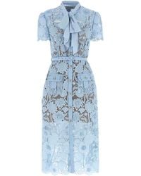 Self-Portrait - Lace Tie Neck Midi' Dress - Lyst