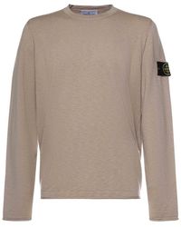 Stone Island - Cotton And Nylon Sweater With Logo - Lyst