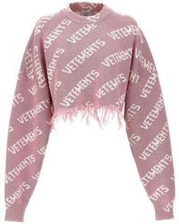 Vetements - Iconic Lurex Monogram Crop Sweater - Lyst