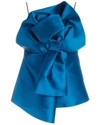 Alberta Ferretti - Maxi Bow Top In Teal Blue Color - Lyst