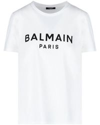 Balmain - T-Shirt Con Stampa Logo - Lyst