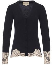 Valentino Garavani - Cashmere Cardigan With Lace Inserts - Lyst