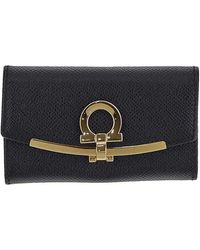Valextra - Coin Purse In Grained With Flap - Lyst