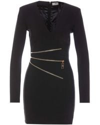 Elisabetta Franchi - Crepe Mini Dress With Zip - Lyst